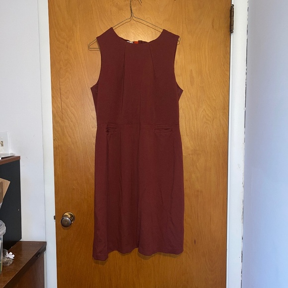 Brown Anne Klein Dress Front Slide Pockets Size 14 - Picture 1 of 5